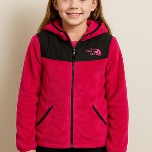 The North Face Girls Fuzzy Fleece Hoodie Pink/Black Size 10/12